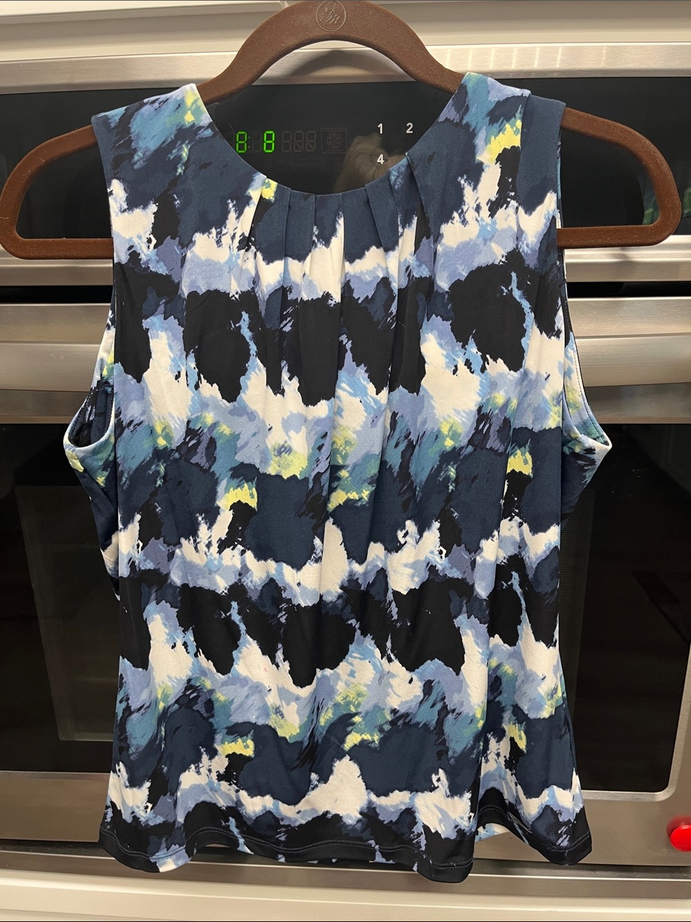 Calvin Klein Abstract Print Sleeveless Camisole in Navy, White & Blue